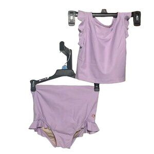 Girls Honey Mark Lavender Two-Piece Swimsuit W/Ruffle 5T/6T